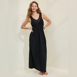 Aerie Black Crochet Maxi Dress